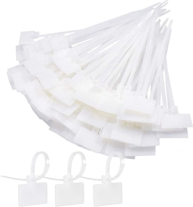 Elektrische Kabelbinder, 250 Stück, Kabelmanagement mit Etikett, weiße Kunststoff-Kabelbinder, Kabelbinder, Kabeletikett...