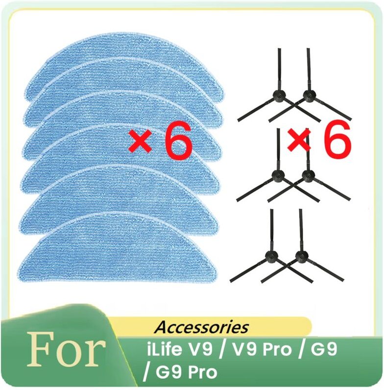 Tlily - 12 Pcs Seite Pinsel und Lappen für V9 / Pro G9 Roboter Staubsauger Teile Ersatz