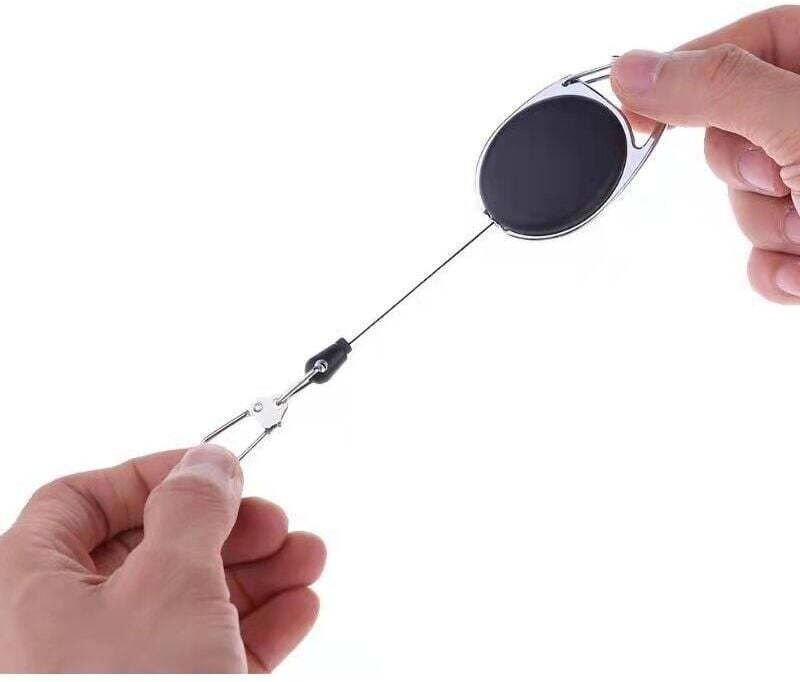 Set aus 2 schwarzen, einziehbaren Schlüsselanhängern, robustem Lanyard, Karabinerhaken für Ausweise, einziehbarer Auswei...