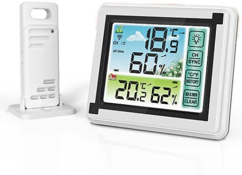 Betterlife Wetteruhr, Farbbildschirm, kabelloses Thermometer und Hygrometer für drinnen und draußen, großer Farbbildschi...