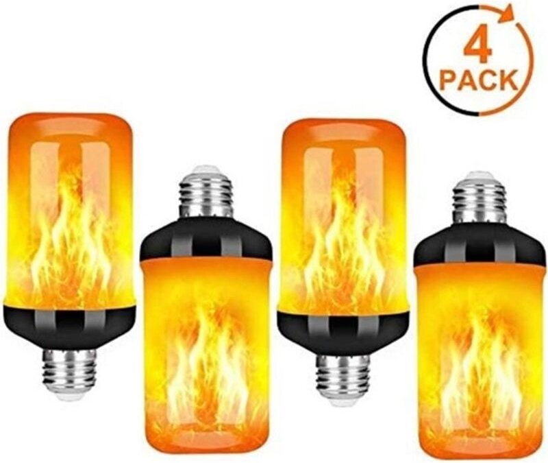 4er-Pack E27 5W LED-Flammenlampen – 4 Modi, weißes Flackerlicht