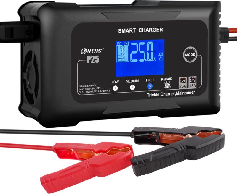 25-A-Autobatterieladegerät, 12-V-/24-V-Autobatterieladegerät, Erhaltungsladegerät und Desulfator für Auto, Motorrad, Ras...