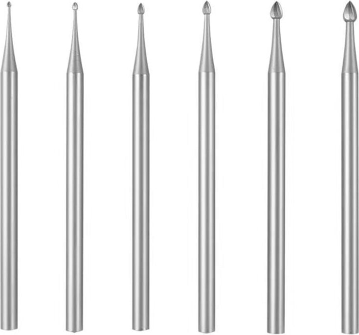 6 Stück Schmuckknospenfräser – 3/32 Zoll Schaft, Lapidarherstellungswerkzeuge, Fräser, Gravurbits für Rotation