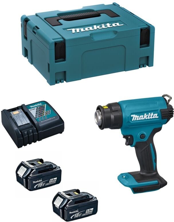 Makita - Heissluftgebläse DHG180RTJ (2 x 5,0 Ah + DC18RC + makpac 2)