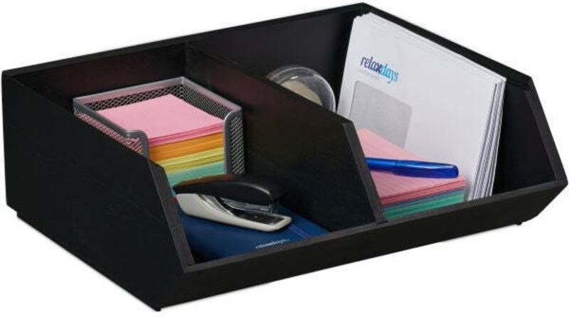 Stackable bamboo desk organiser