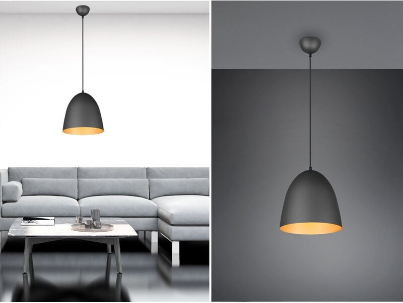 Trio Lighting - Vintage Pendelleuchte tilda einflammig Metall Schwarz innen Gold, ø 25cm