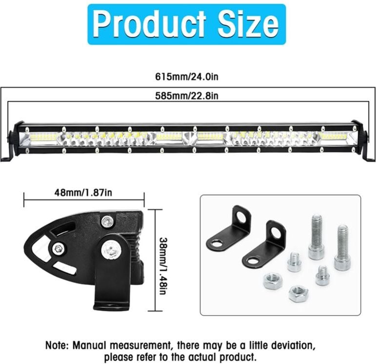 Tlily - LED-Lichtleiste Spot Flood Combo Beam Slim Single Row LED-Fahrlampe Offroad-Leuchten LED-Arbeitsscheinwerfer - 2...
