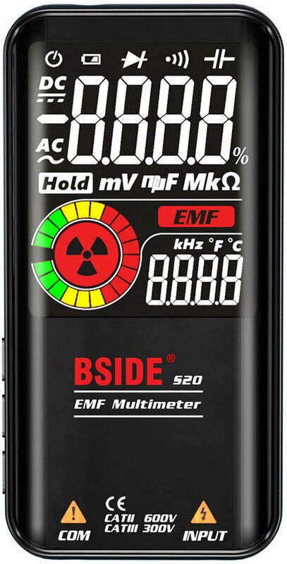BSIDE S20 Smart EMF Multimeter Elektromagnetischer Strahlungsdetektor 3,5 Zoll Farbbildschirm 9999 Zählungen Auto Range ...
