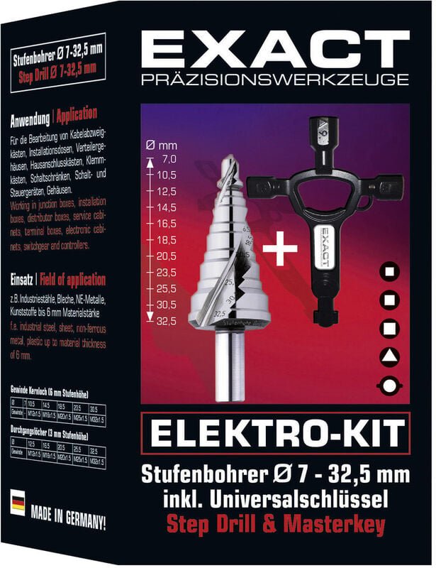 Exact - 70606 hss Stufenbohrer 7 - 32.5 mm Zylinderschaft 1 Set