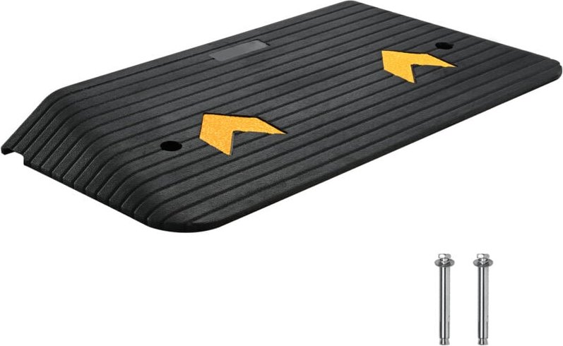 Mophorn Gummi-Schwellenrampe, 7,6 cm Anstieg, 1 Kanal, rutschfest, 14,9 kg Tragkraft, für Rollstühle und Scooter