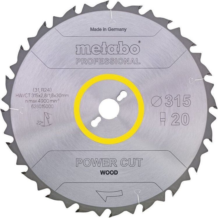 Sägeblatt power cut wood - professional, 254x2,4/1,8x30, Z24 wz 5° neg. (628220000) - Metabo