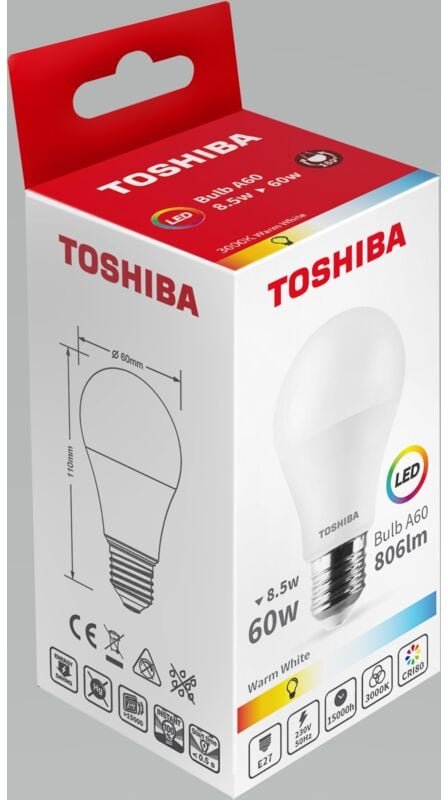 00168800 Lampe led White 3000 k 8,5 w E27 f - Toshiba