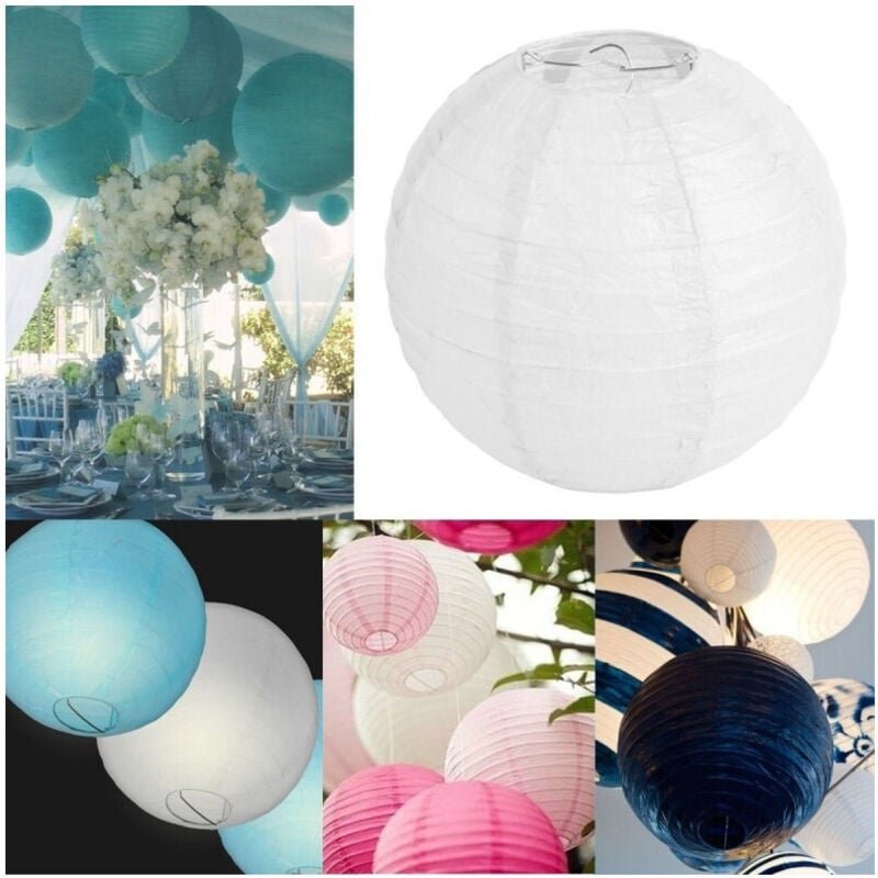 Trade Shop Traesio - Trade Shop - set 2 laternen laternen 25 cm durchmesser aus papier zum aufhängen von kronleuchter la...