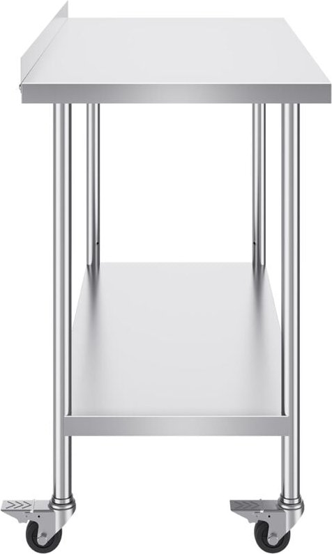 Mophorn Edelstahl-Arbeitstisch 24 x 48 x 40 Zoll, kommerzieller Arbeitstisch mit Rollen, einstellbarer Höhe, robuster Ti...
