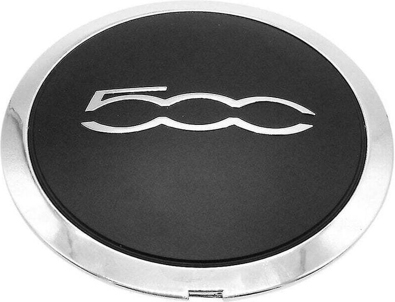 133-mm-Nabenkappe für Fiat 500-Räder, mit silbernem Nabenmittendesign.