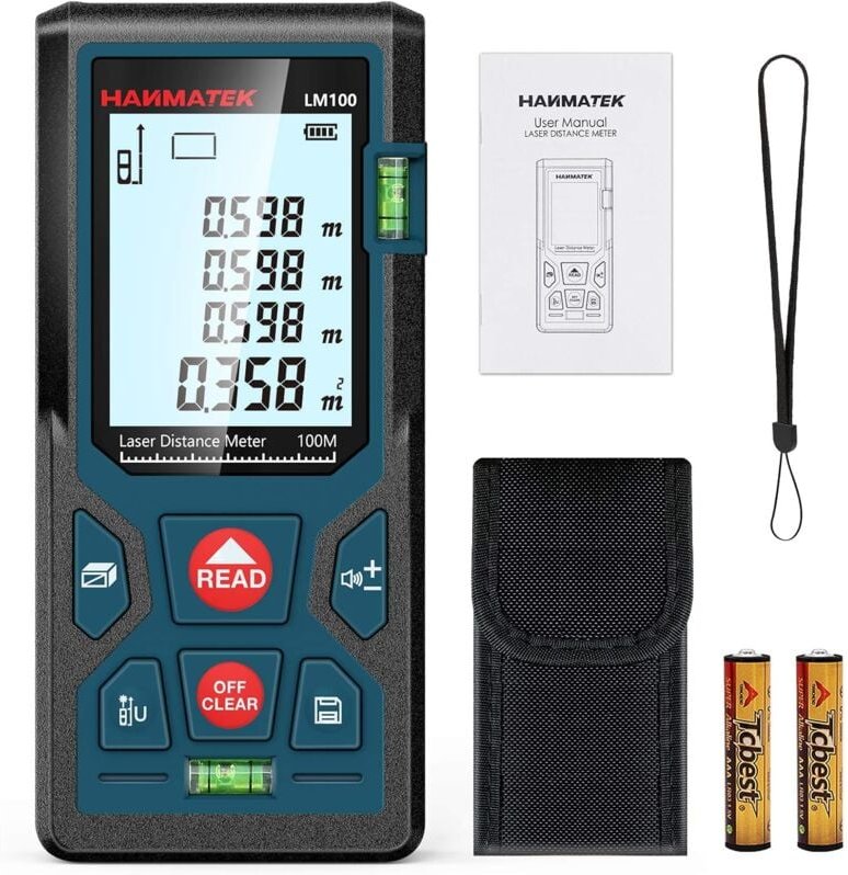 Digitaler Laser-Entfernungsmesser, LM100 100 m digitaler Laser-Entfernungsmesser, Längen-/Fläche-/Volumen-/Pythagoras-Th...
