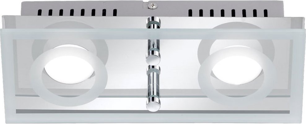 Wofi - led Decken Leuchte Wohnraum Wand Lampe Glas Strahler silber 2-flg 7475.02.01.0000