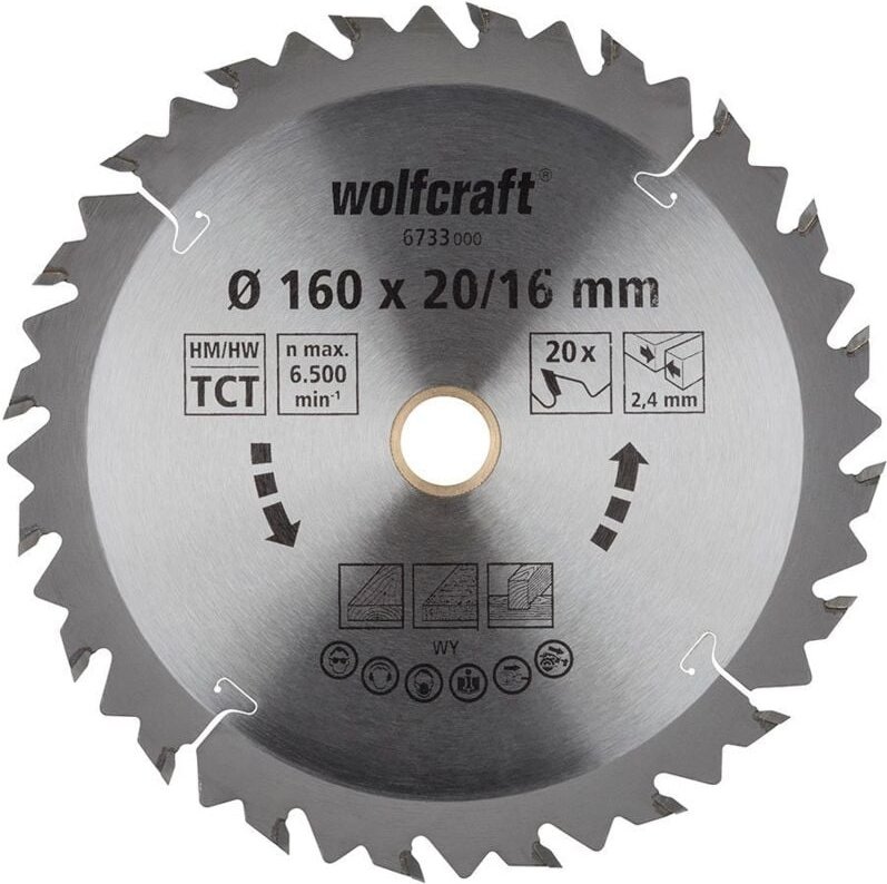 Thumbnail - Kreissägeblatt ct, 20 Zähne ø160mm 6733000 Wolfcraft