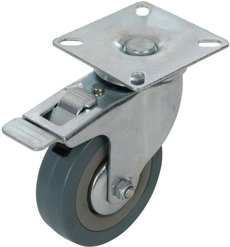 Gummi-Lenkrolle mit Feststeller 75 mm, 50 kg