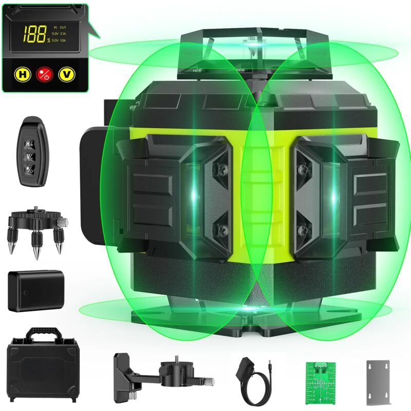 4D 360° Grünlaser mit 16 Linien Digitaldisplay Selbstnivellierend