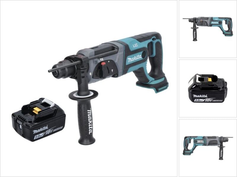 Thumbnail - Makita DHR 241 T1 Akku Bohrhammer 18 V 2,0 J SDS plus + 1x Akku 5,0 Ah - ohne Ladegerät