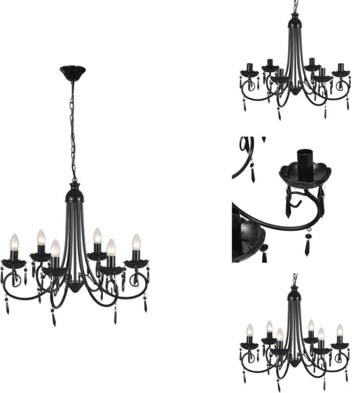 Vidaxl - Kronleuchter - Pendelleuchte Lampe Leuchte 6 Lampenfassung - Schwarz