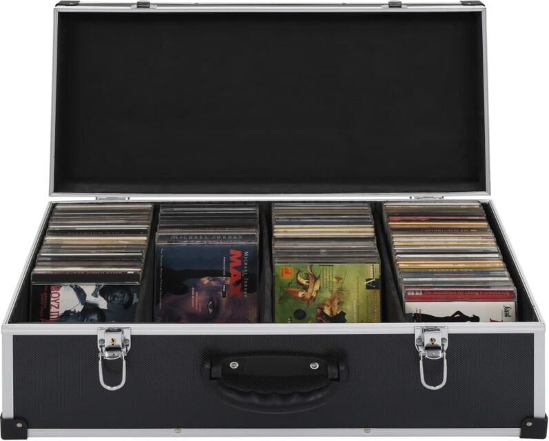 CD-Koffer für 80 CDs Aluminium abs Schwarz Vidaxl