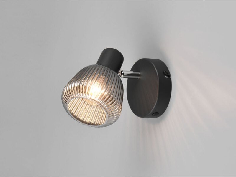 Meinewunschleuchte - led Wandstrahler mit Glasschirm Chrom bedampft, Breite 10cm