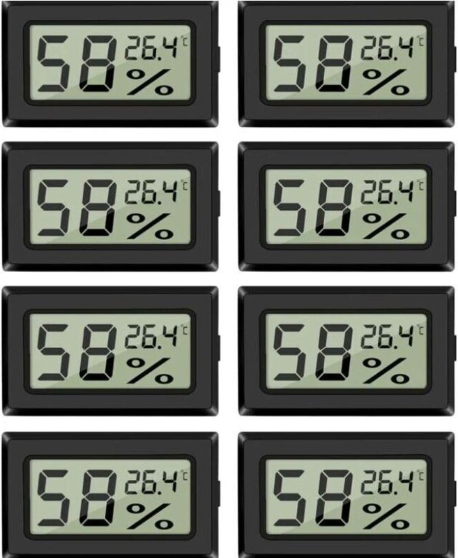 Lntyq Lot de 8 mini-hygromètres thermomètres Moniteur de jauge d'humidité intérieur numérique avec capteur de températur...