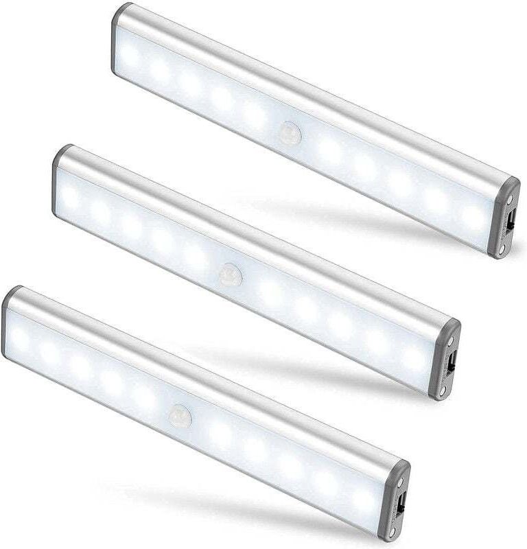 3er-Set 10 LED-Lampen, kabellos, per usb wiederaufladbar, magnetisch, Bewegungssensor, 2 Beleuchtungsmodi, tragbar. Schr...