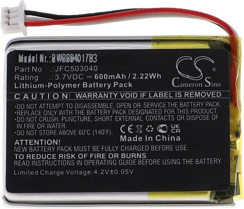 vhbw Akku Ersatz für Viper JFC503040 für Fernbedienung Remote Control Transmitter (600mAh, 3,7V, Li-Polymer)