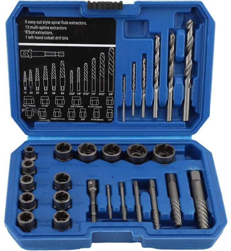 26-teiliges Diebstahlsicherungs-Schraubenausdreher-Steckschlüssel-Set, Ausdreher für beschädigte Muttern, Cr-Mo-Material...