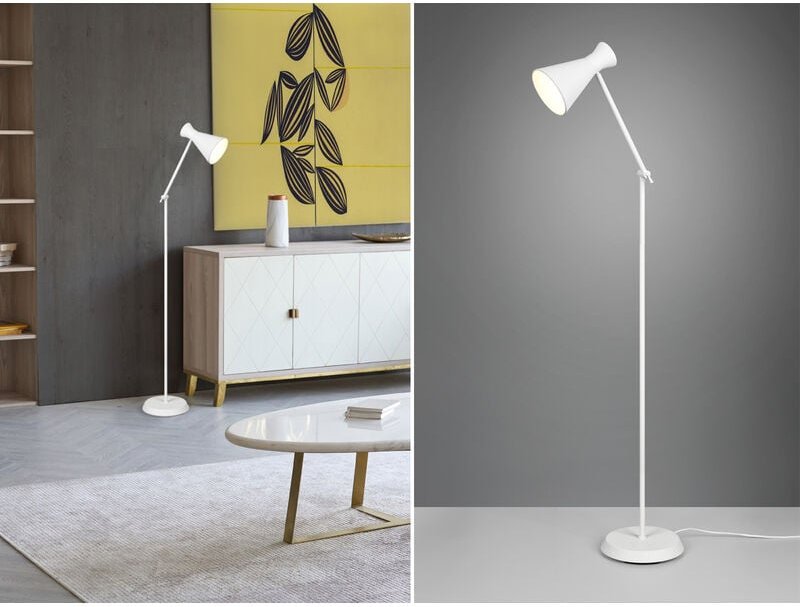 Trio Lighting - Stehleuchte enzo mit Gelenk & Fußschalter in Weiß - Höhe 150cm