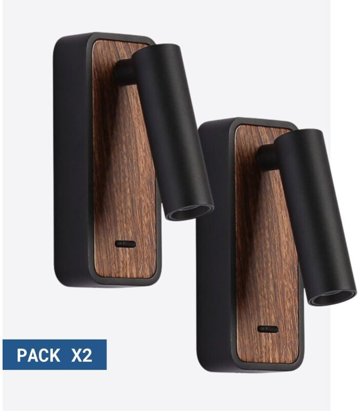 Pack x 2 - Lesewandleuchte irene - 3W - cree Chip - Schwarz