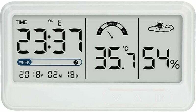 SNQ - Digitales Hygrometer, elektronisches Temperatur- und Feuchtigkeitsmessgerät mit LCD-Zeit- und Datumsanzeige, Innen...