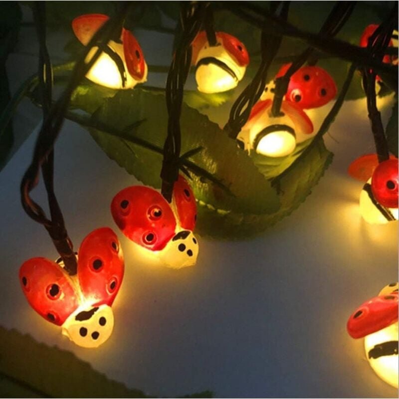 Solar-Lichterkette für den Außenbereich, Solar-Marienkäfer-Lichterkette, 6,5 m, 30 LEDs, wasserdichte Insekten-Solarlich...