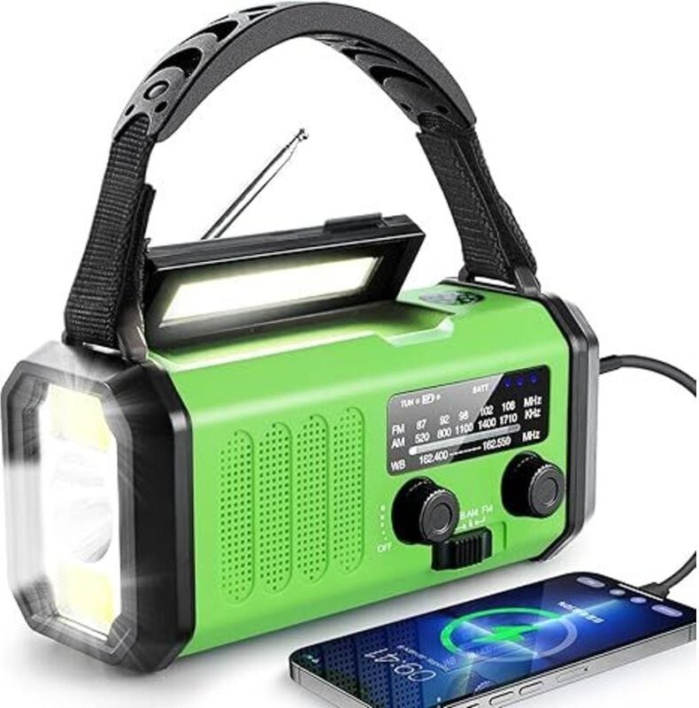 Notfall Hand Kurbel Radio, 10000mAh/37000mWh Solar Radio NOAA/AM/FM Wetter Radio, Notfall Handy Ladegerät Dynamo Radio m...