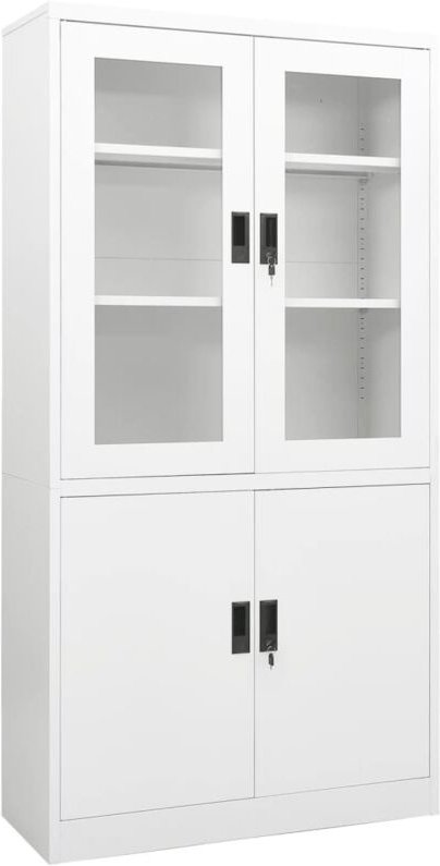 Büroschrank Weiß 90x40x180 cm Stahl - Vidaxl
