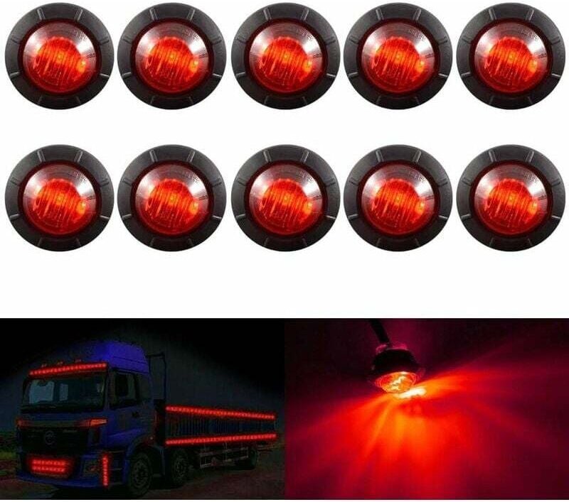 3/4'runde LED-Seitenmarkierungsleuchten vorne und hinten, wasserdicht, 12 v, für pkw, lkw (rot)