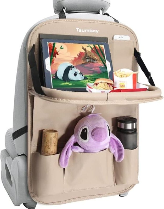 ZVD - Tsumbay Car Organizer, Car Seat Back Protector, Waterproof Kick Mats with Dining Table, Multi-Pockets for Car Stor...