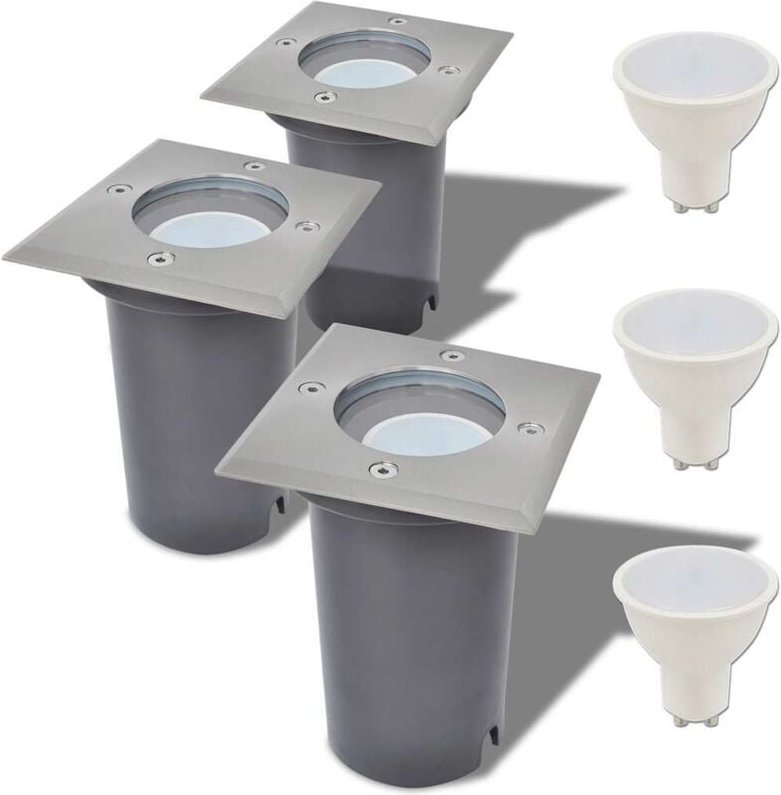 LED-Bodeneinbaustrahler 3 Stk. Outdoor Quadratisch Vidaxl