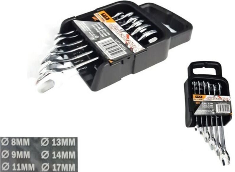 Setmit6maulschlüsseln,werkzeuge,grössen8,9,11,13,14,17mm,feststern