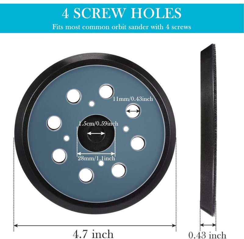 2 Stück 125 mm Exzenter-Ersatzschleifpad, 8-Loch-Klett-Schleifpad (blau)