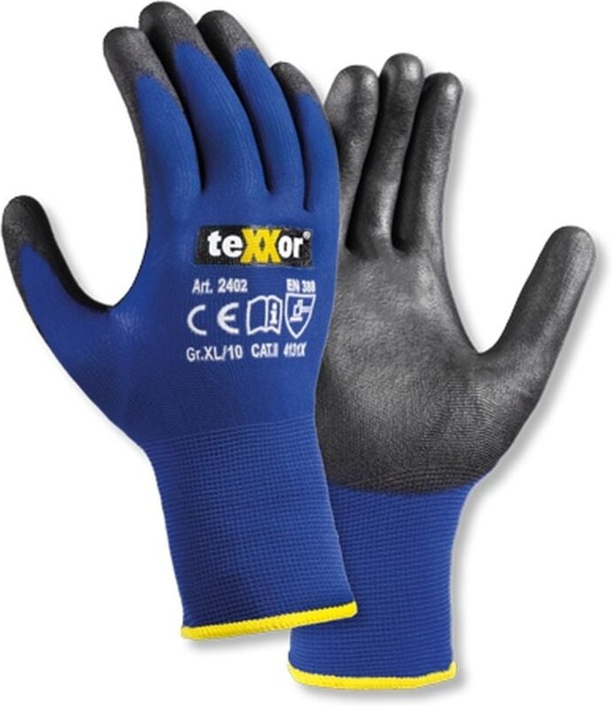 teXXor® Nylon-Strickhandschuhe TOUCH, Blau/Schwarz