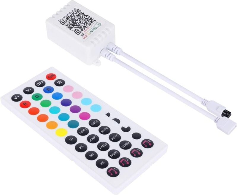 Ersandy - 44 Tasten IR-Fernbedienung und weißer IR-Blutooth-Controller für RGB-LED-Streifen 5050 SMD-Bandlicht