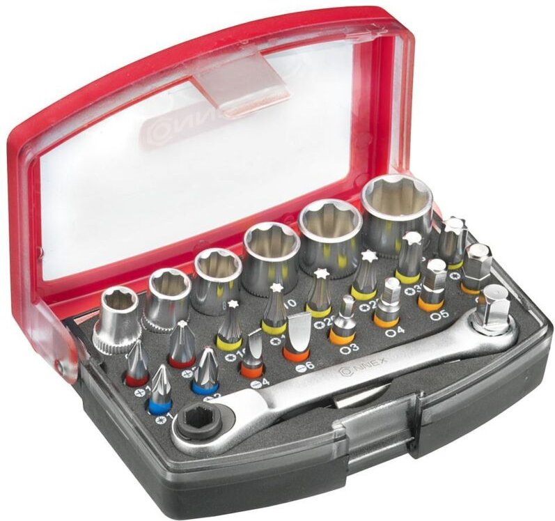 Madidef - Connex Bit-Set mit Ratsche Steckschlüsselsatz 25-teilig inkl. Ratsche