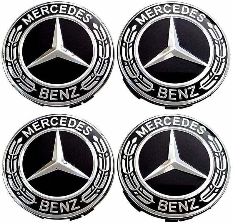 Basetbl – Satz mit 4 Radnabenkappen (75 mm) – ABS-Kunststoff und Aluminium – Kompatibel mit Mercedes-Benz – Einfache Mon...