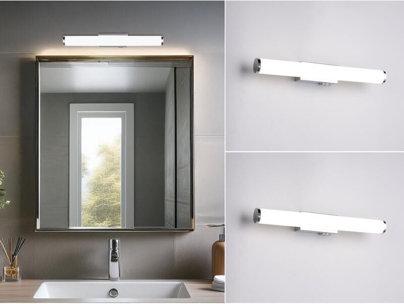 Meinewunschleuchte - 2er set Bad Spiegelleuchten mit Schalter, Licht neutralweiß, Breite 40cm