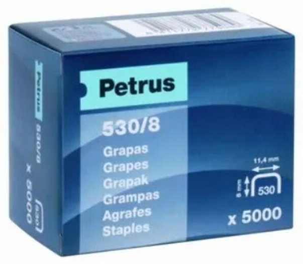Fplus - petrus 77508 - Box 5000 Stück verkupferte Heftklammern Modell 530/8 mm