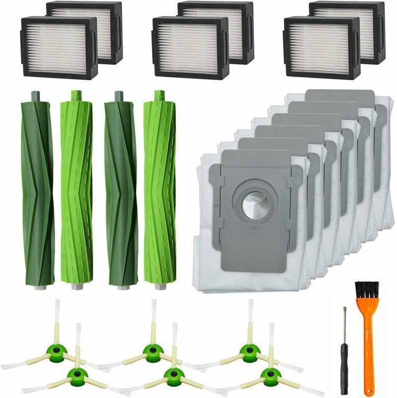 20er-Pack Ersatzteile für iRobot Roomba i7 i7+ i3 i3+ i4 i4+ i6 i6+ i8 i8+ j7 j7+/Plus E5 E6 E7 Staubsauger, 2 Gummibürs...